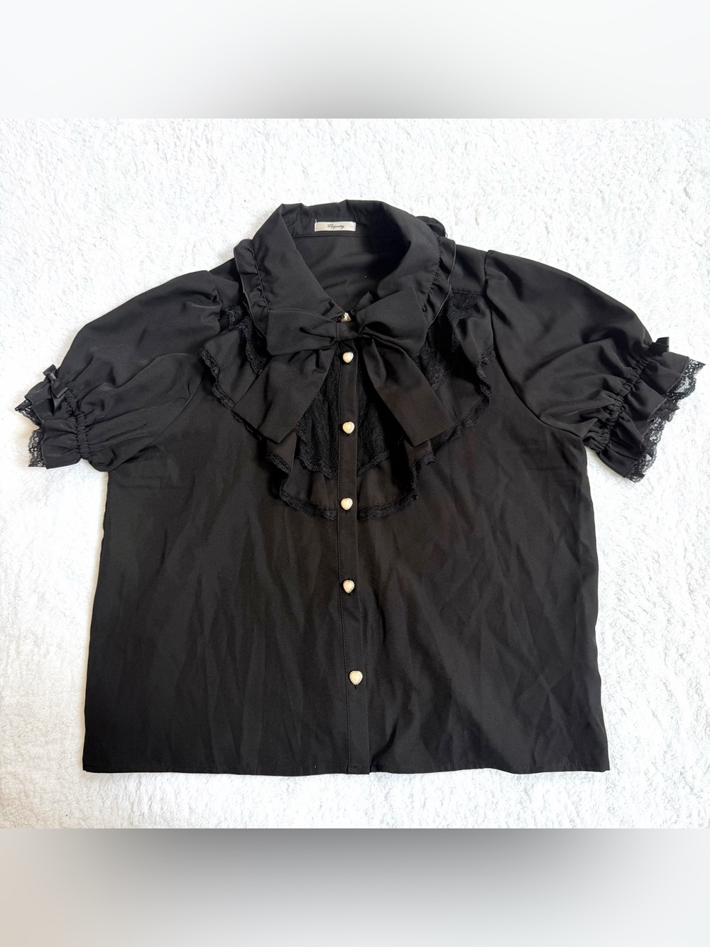 Majoretty Blouse 3L Jirai Kei Ryosan Anime Big bow Black Lolita Kawaii Plus Tops